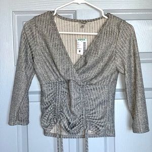 Sparkly Gray V-neck Blouse